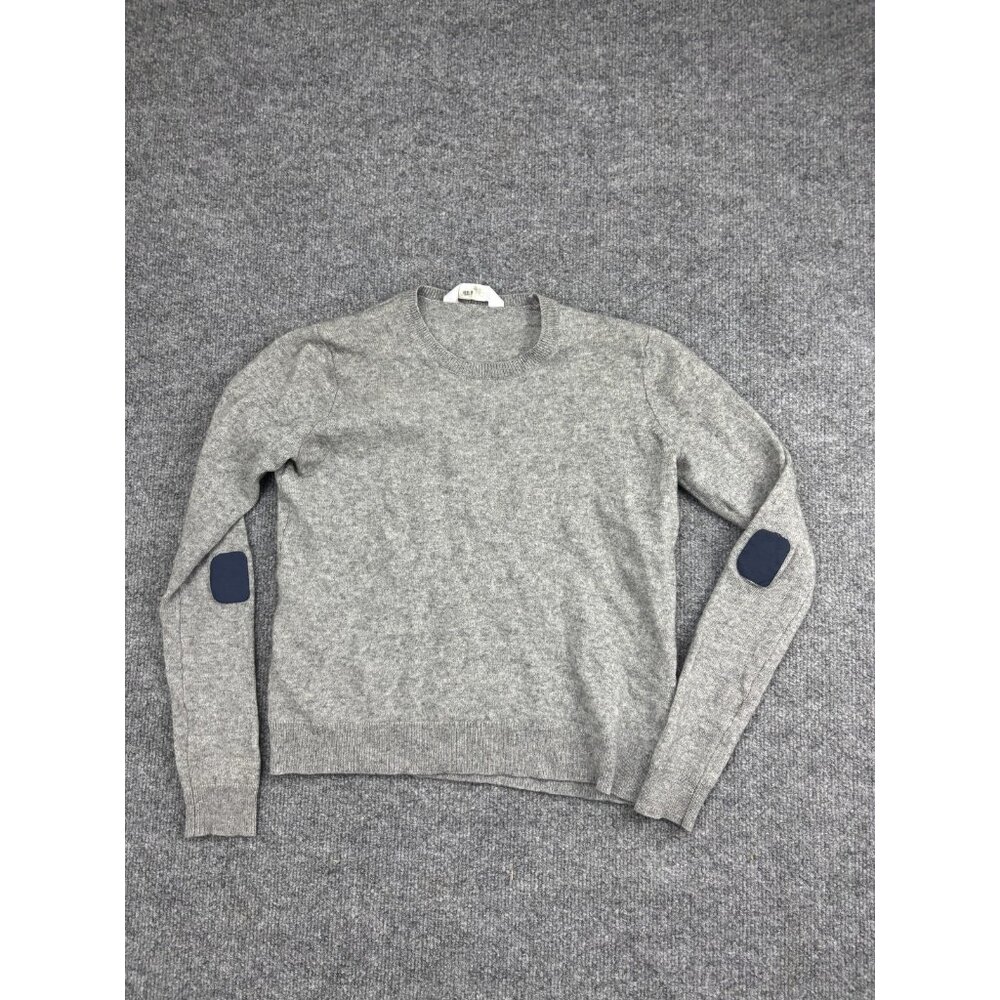 Everlane Sweater Womens XS Gray Cashmere Elbow Patches Crewneck Pullover Soft